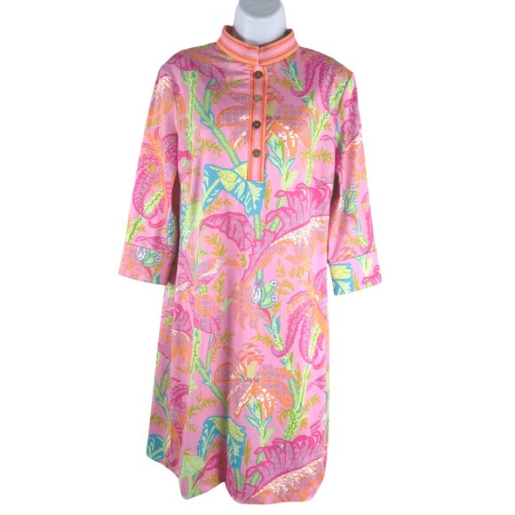 Gretchen Scott Designs Dresses & Skirts - Gretchen Scott Mandarin Dress Medium Palm Palm Pink Floral Colorful NWT DR-1826
